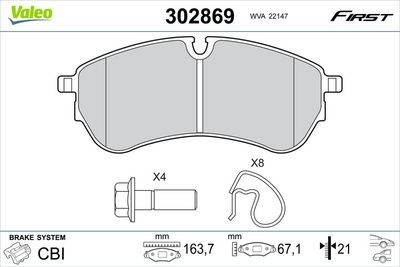 Brake Pad Set, disc brake VALEO 302869