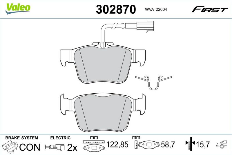 VALEO 302870 Brake Pad Set, disc brake