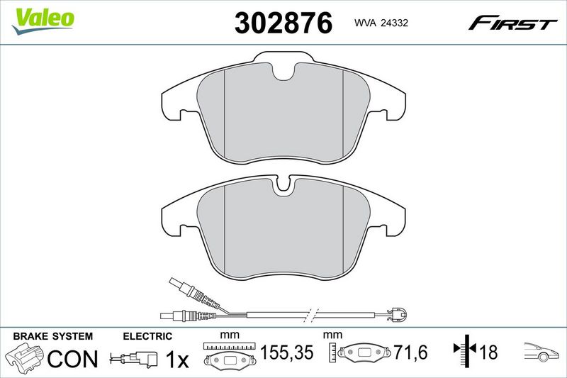 VALEO 302876 Brake Pad Set, disc brake