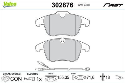 Brake Pad Set, disc brake VALEO 302876