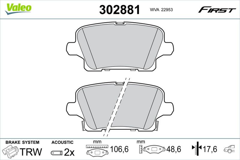 VALEO 302881 Brake Pad Set, disc brake