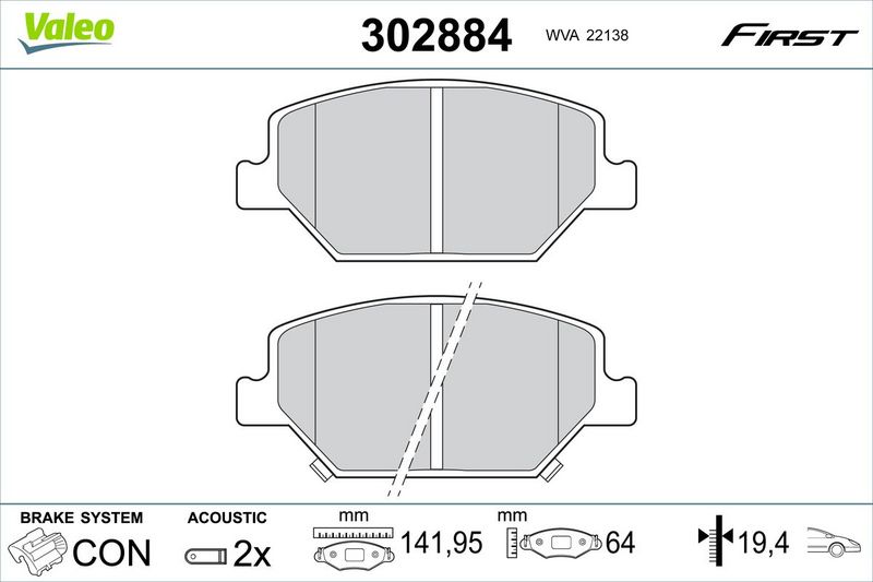 VALEO 302884 Brake Pad Set, disc brake