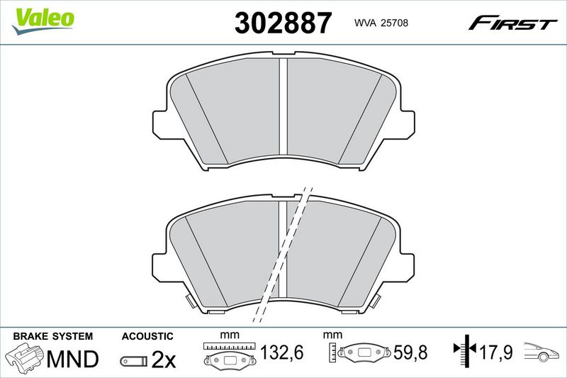 VALEO 302887 Brake Pad Set, disc brake