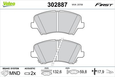 Brake Pad Set, disc brake VALEO 302887