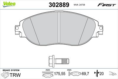 Brake Pad Set, disc brake VALEO 302889