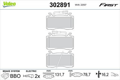 Brake Pad Set, disc brake VALEO 302891