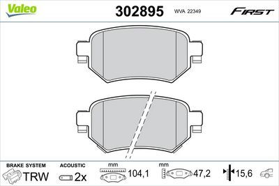 Brake Pad Set, disc brake VALEO 302895