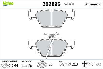 Brake Pad Set, disc brake VALEO 302896