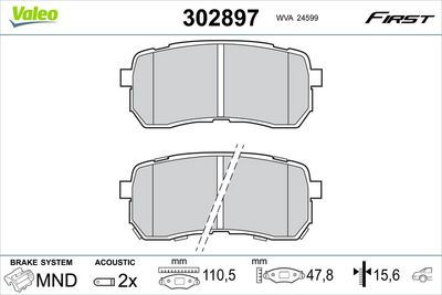 Brake Pad Set, disc brake VALEO 302897