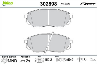 Brake Pad Set, disc brake VALEO 302898