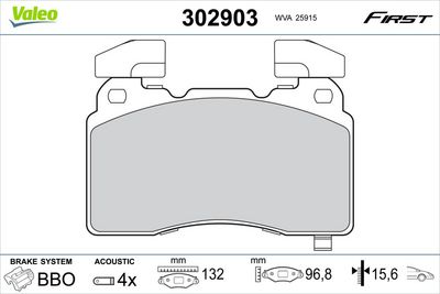 Brake Pad Set, disc brake VALEO 302903