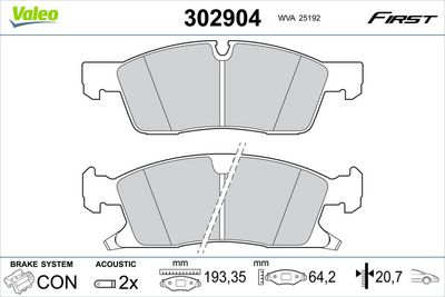 Brake Pad Set, disc brake VALEO 302904