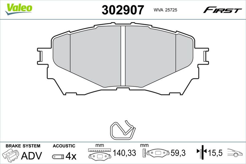 VALEO 302907 Brake Pad Set, disc brake