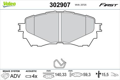 Brake Pad Set, disc brake VALEO 302907