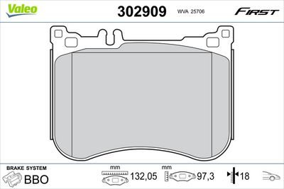 Brake Pad Set, disc brake VALEO 302909