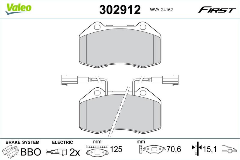 VALEO 302912 Brake Pad Set, disc brake