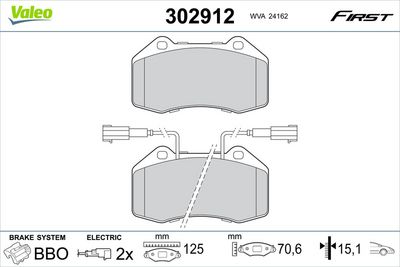 Brake Pad Set, disc brake VALEO 302912