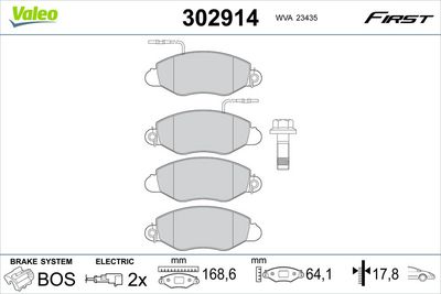 Brake Pad Set, disc brake VALEO 302914