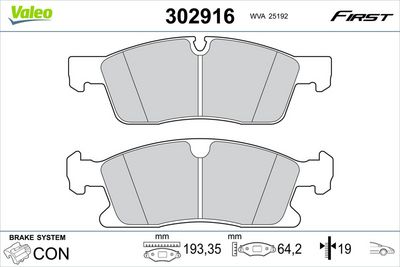 Brake Pad Set, disc brake VALEO 302916