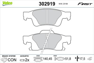 Brake Pad Set, disc brake VALEO 302919