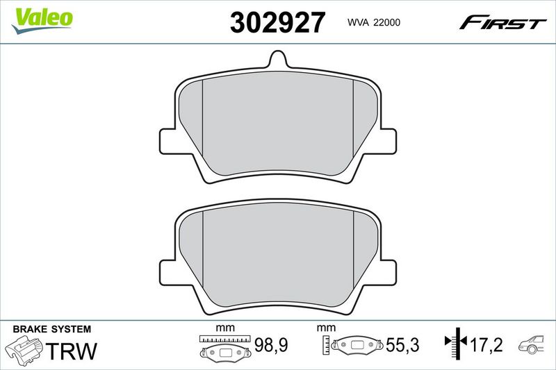 VALEO 302927 Brake Pad Set, disc brake
