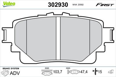 Brake Pad Set, disc brake VALEO 302930