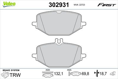 Brake Pad Set, disc brake VALEO 302931