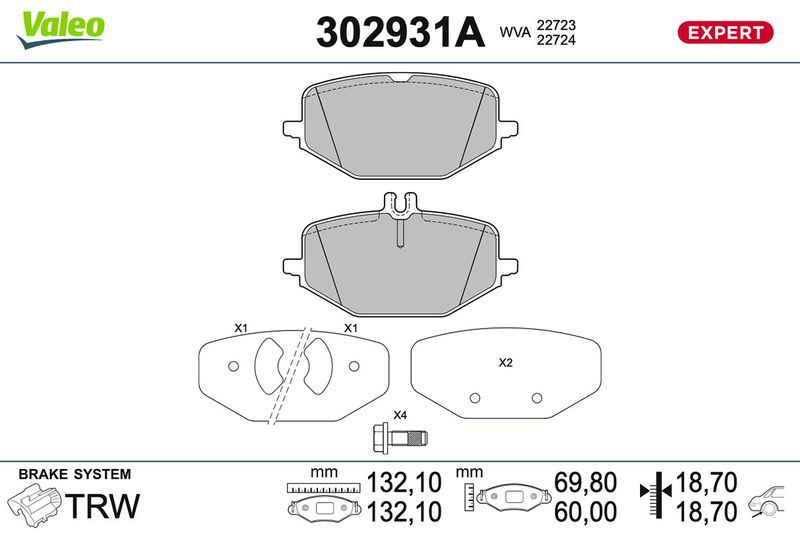 VALEO 302931A Brake Pad Set, disc brake