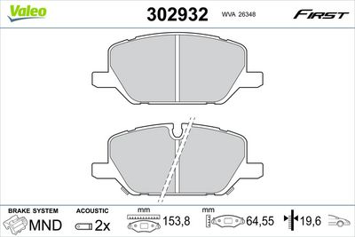 Brake Pad Set, disc brake VALEO 302932
