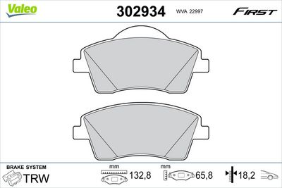 Brake Pad Set, disc brake VALEO 302934