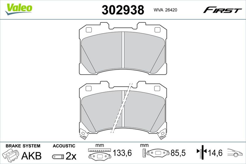 VALEO 302938 Brake Pad Set, disc brake