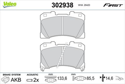 Brake Pad Set, disc brake VALEO 302938