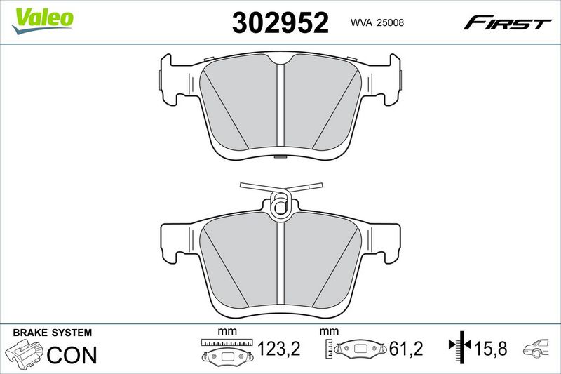 VALEO 302952 Brake Pad Set, disc brake