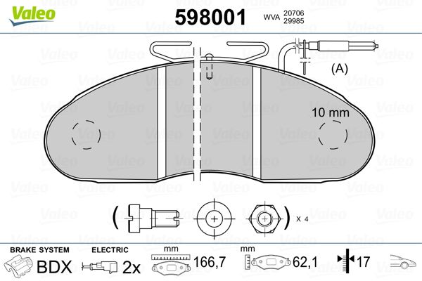 VALEO 598001 Brake Pad Set, disc brake