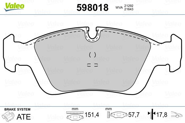 VALEO 598018 Brake Pad Set, disc brake