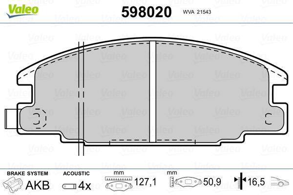 VALEO 598020 Brake Pad Set, disc brake