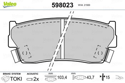 Brake Pad Set, disc brake VALEO 598023