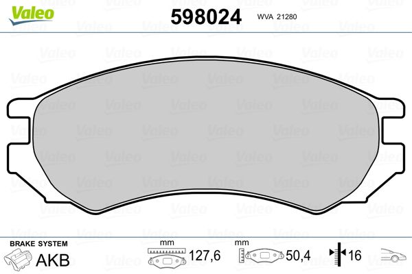 VALEO 598024 Brake Pad Set, disc brake