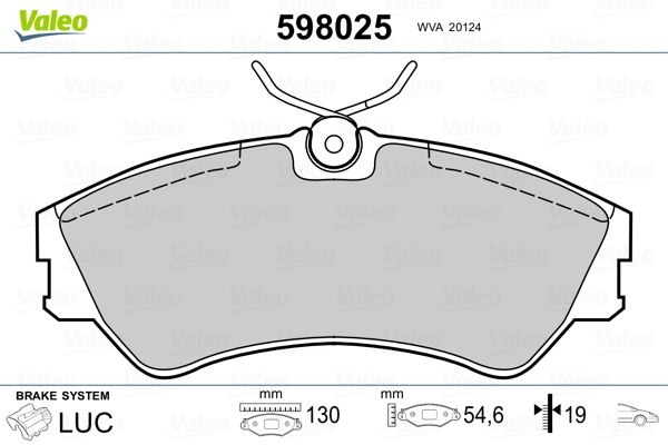 VALEO 598025 Brake Pad Set, disc brake