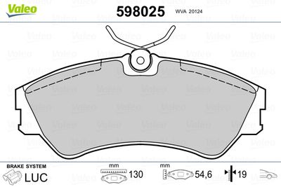 Brake Pad Set, disc brake VALEO 598025