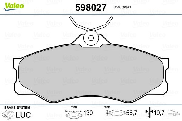 VALEO 598027 Brake Pad Set, disc brake