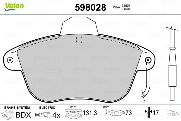 VALEO 598028 Brake Pad Set, disc brake