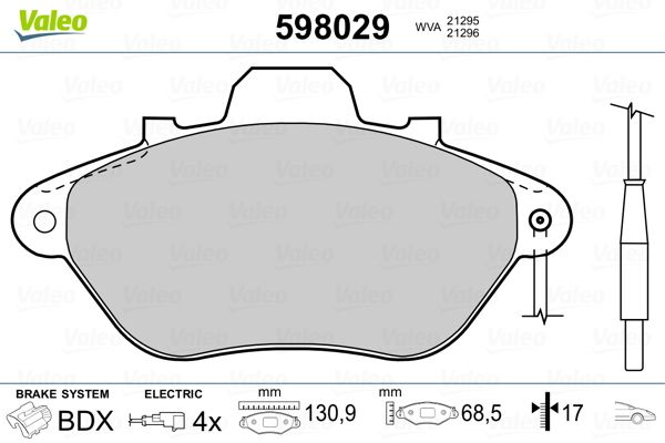 VALEO 598029 Brake Pad Set, disc brake