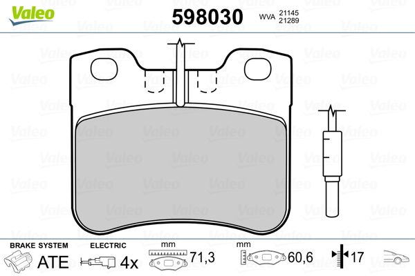 VALEO 598030 Brake Pad Set, disc brake