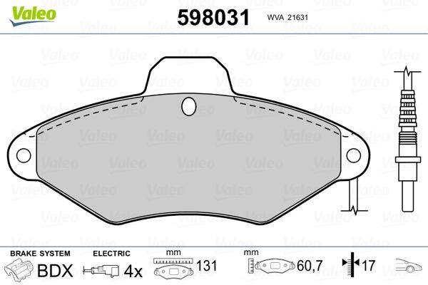 VALEO 598031 Brake Pad Set, disc brake