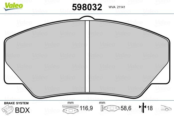 VALEO 598032 Brake Pad Set, disc brake