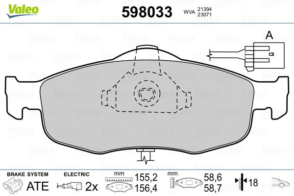VALEO 598033 Brake Pad Set, disc brake