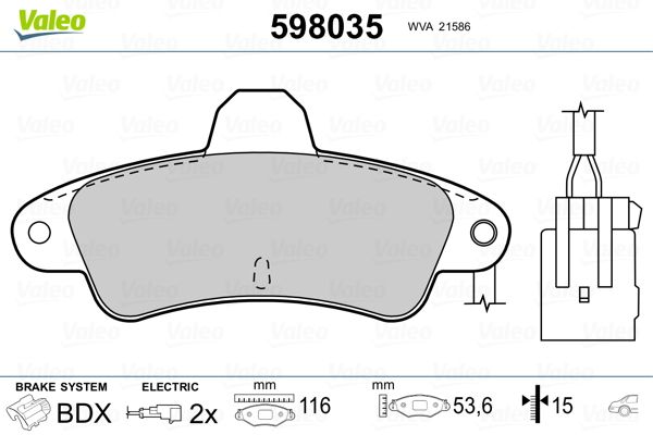 VALEO 598035 Brake Pad Set, disc brake