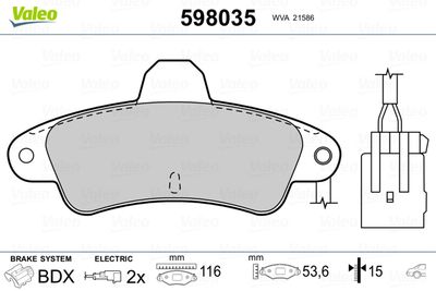 Brake Pad Set, disc brake VALEO 598035