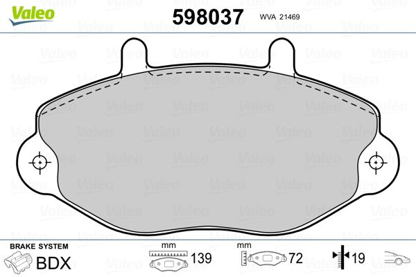 VALEO 598037 Brake Pad Set, disc brake